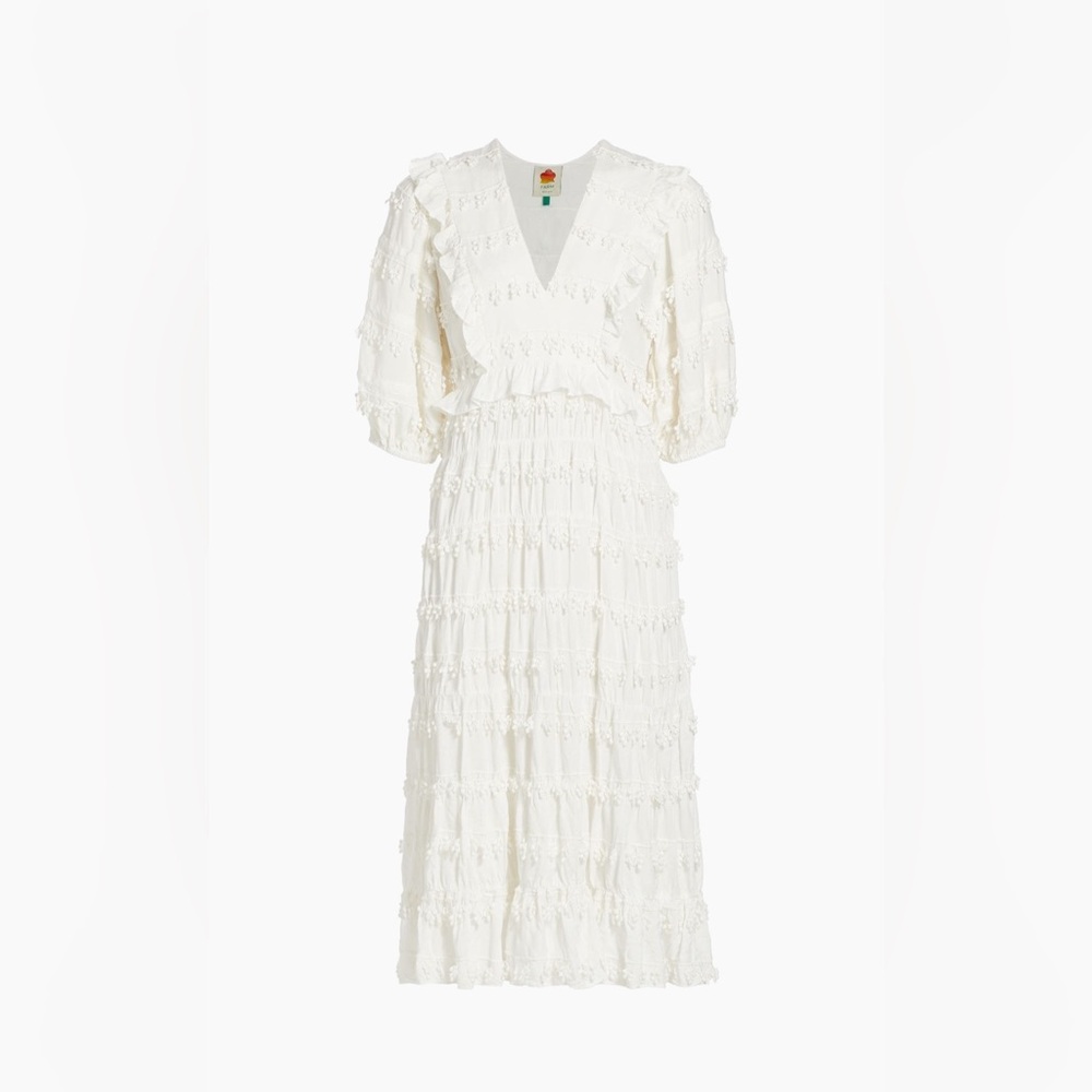 Farm Rio Tiered Puff Sleeve Midi Dress